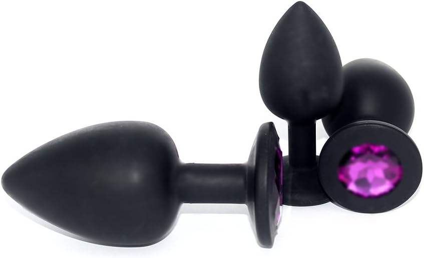 3 Silicone Anal Plugs, Toys Kit for Beginners, Men and Women, Couples, Black