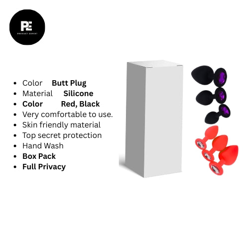 3 Silicone Anal Plugs, Toys Kit for Beginners, Men and Women, Couples, Black